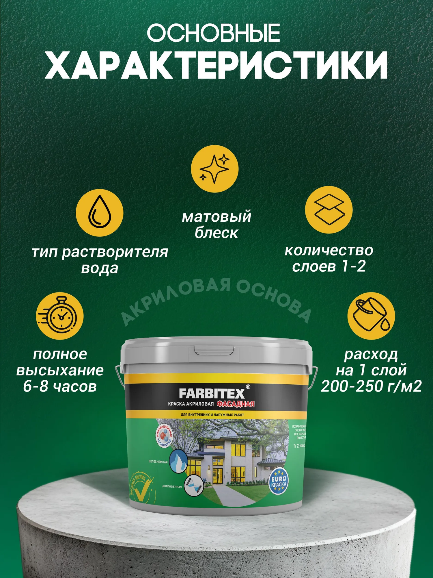 Краска Farbitex Фасадная (3кг) — фото 5