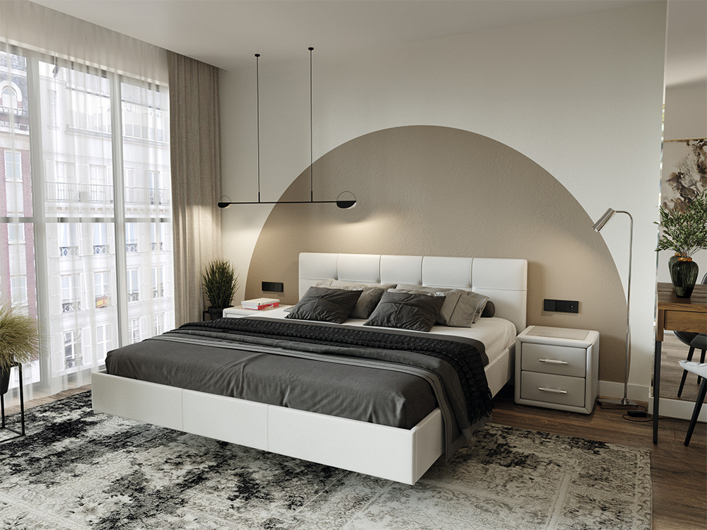 Двуспальная кровать ТриЯ Элис тип 1 с мягкой обивкой 180x200 (белый) — фото 3