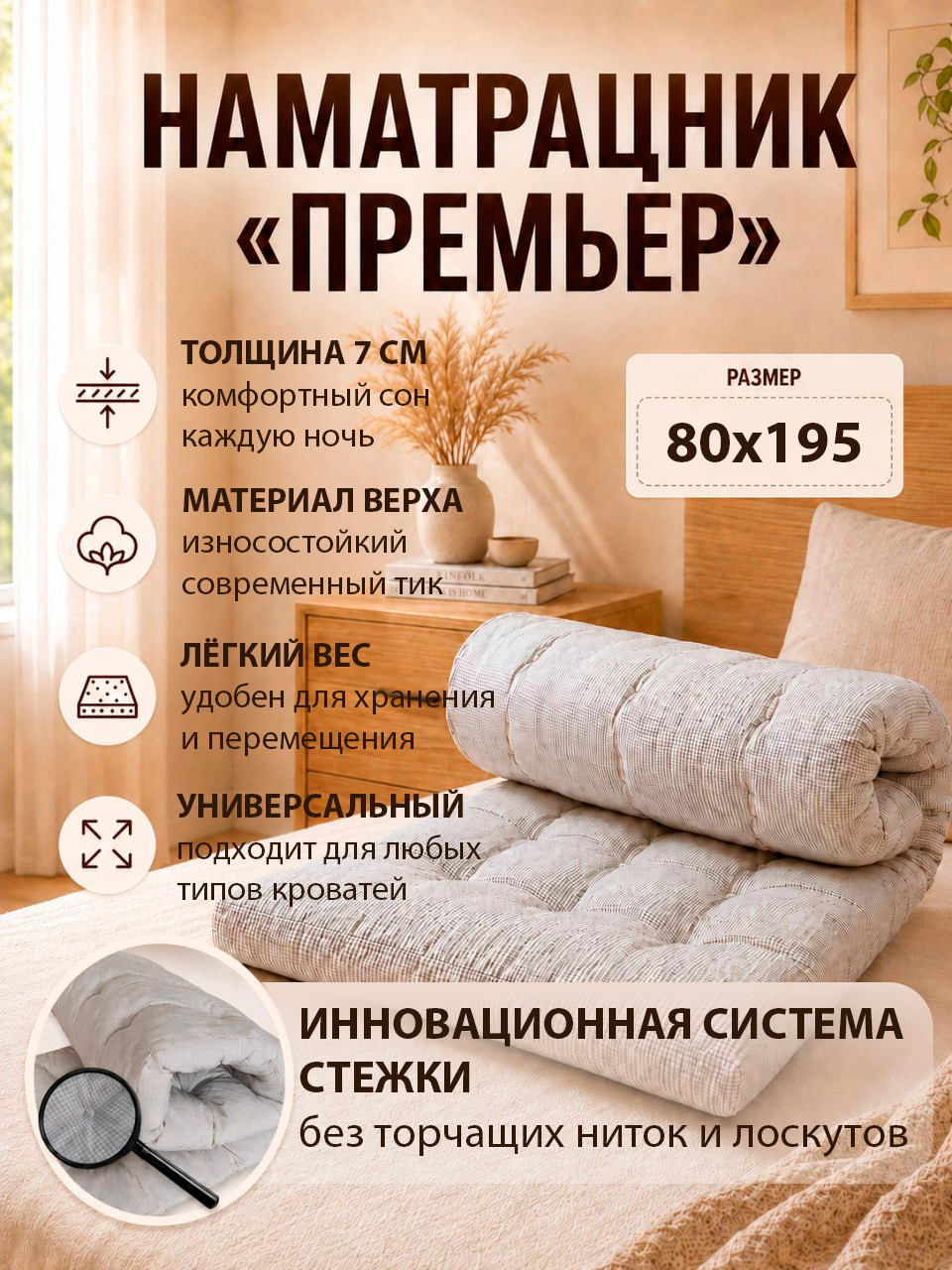 Тюфяк Angellini Премьер 80x195 / 1с82 (бежевый)
