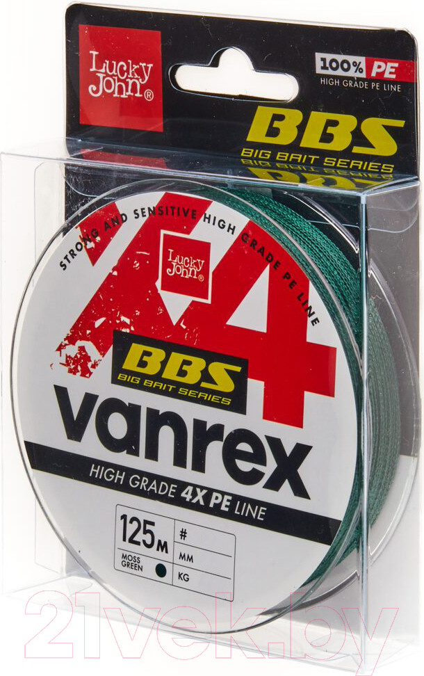 Леска плетеная Lucky John Vanrex BBS x4 Braid Moss Green 125/032 / LJ4114-032