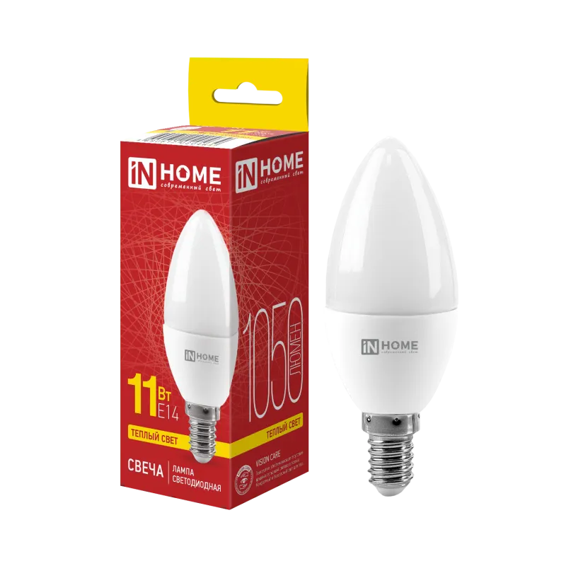 Лампа INhome LED-Свеча-VC 11Вт 230В Е14 3000К 1050Лм / 4690612020464