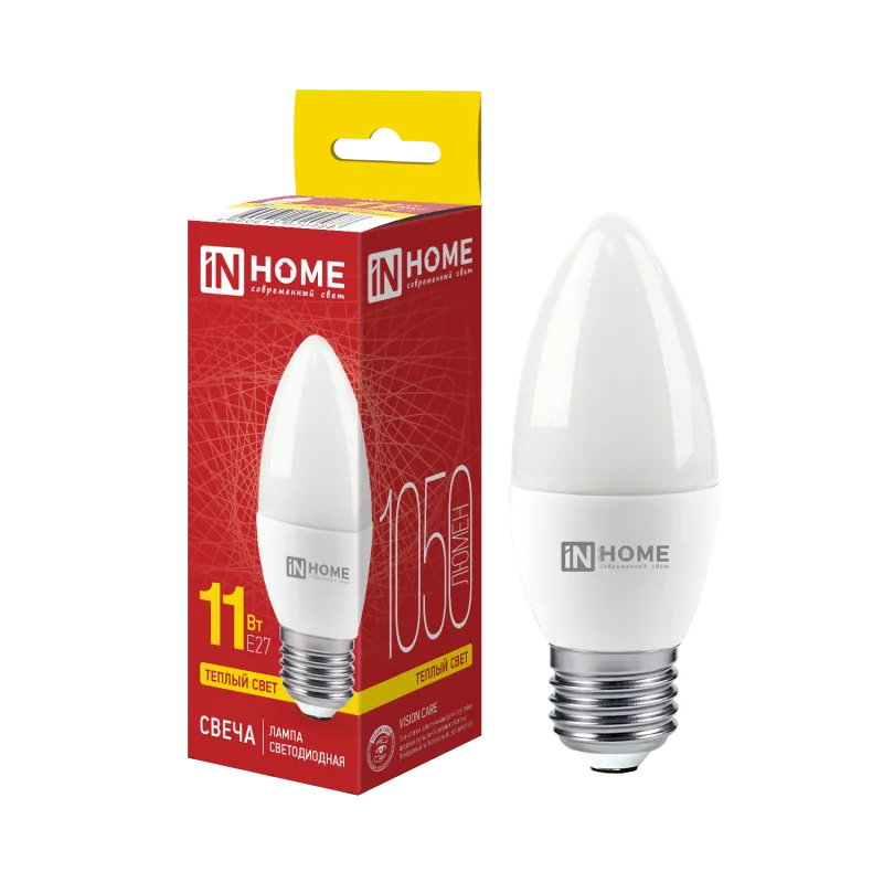 Лампа INhome LED-Свеча-VC 11Вт 230В Е27 3000К 1050Лм / 4690612020488