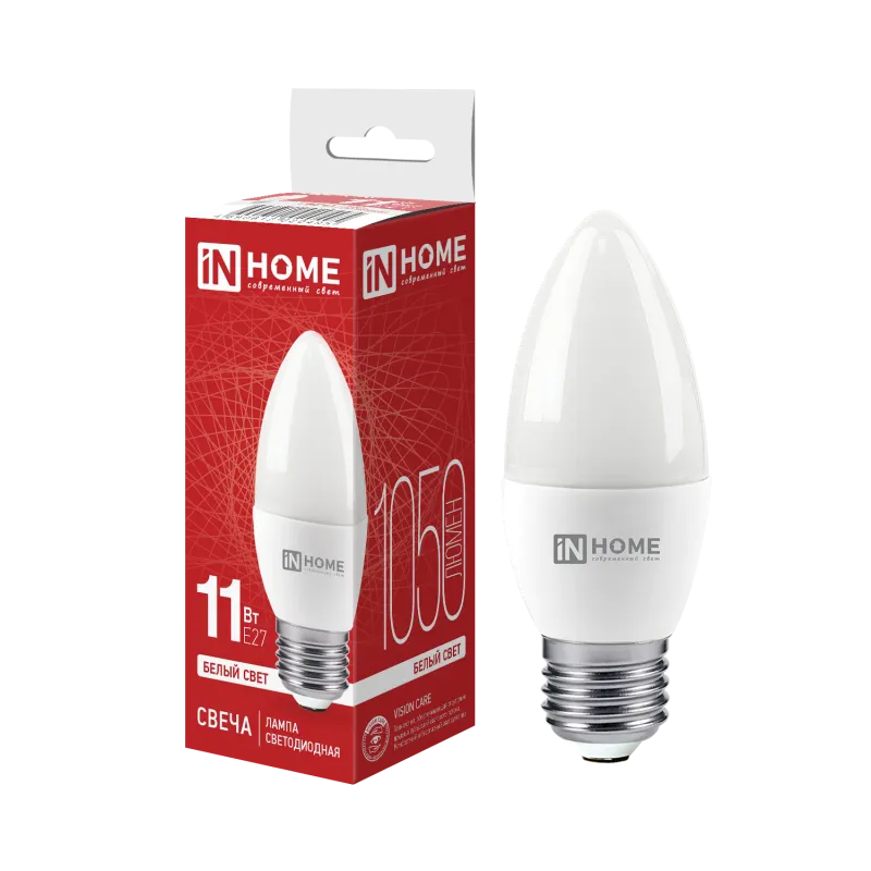 Лампа INhome LED-Свеча-VC 11Вт 230В Е27 4000К 1050Лм / 4690612020495