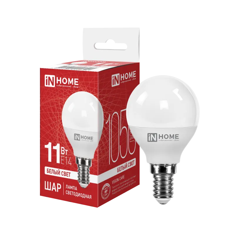 Лампа INhome LED-Шар-VC 11Вт 230В Е14 4000К 1050Лм / 4690612020594