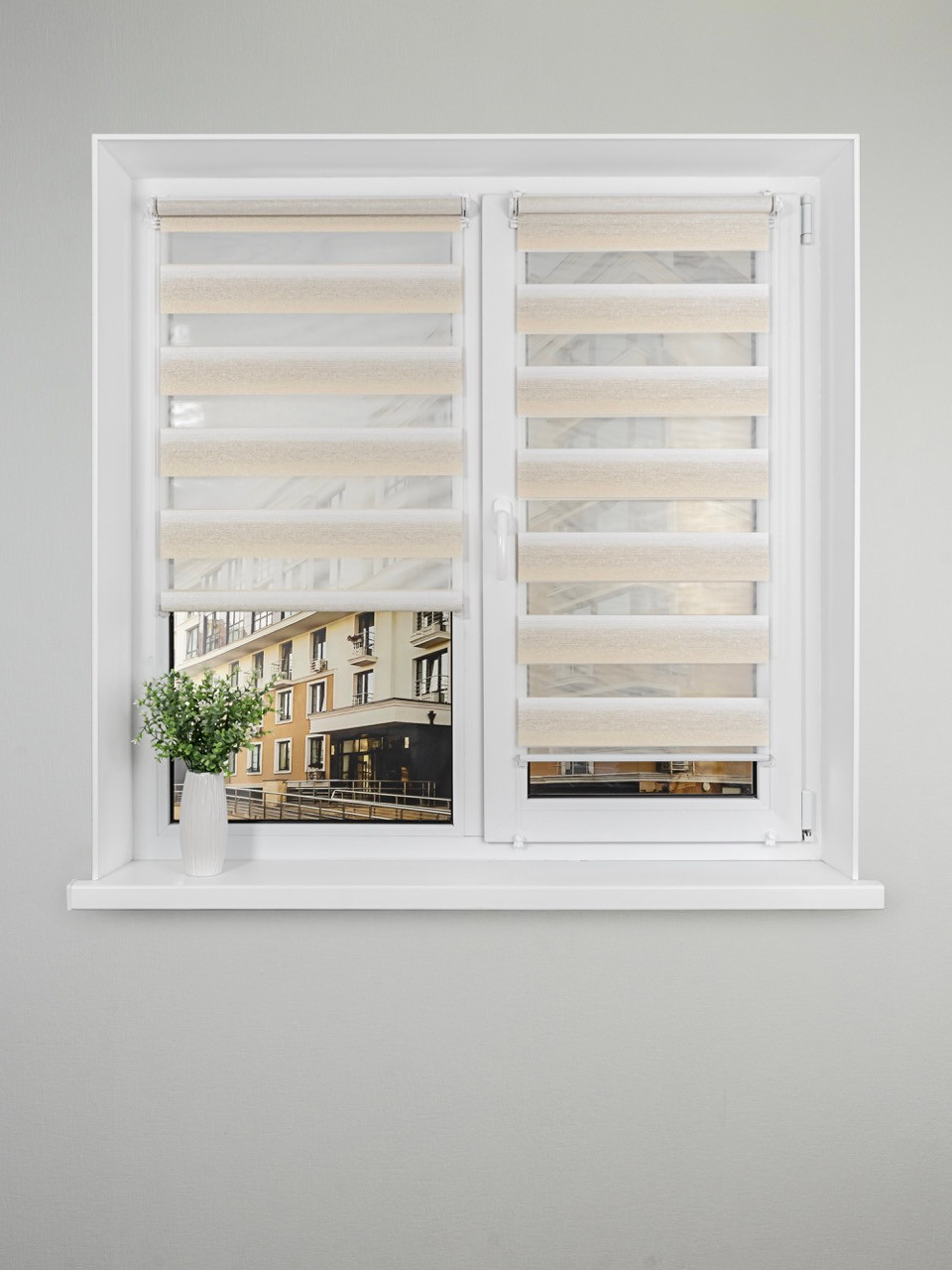Рулонная штора Lm Decor Дабл ДН LB 55-01 38x160 (белый/бежевый) — фото 5