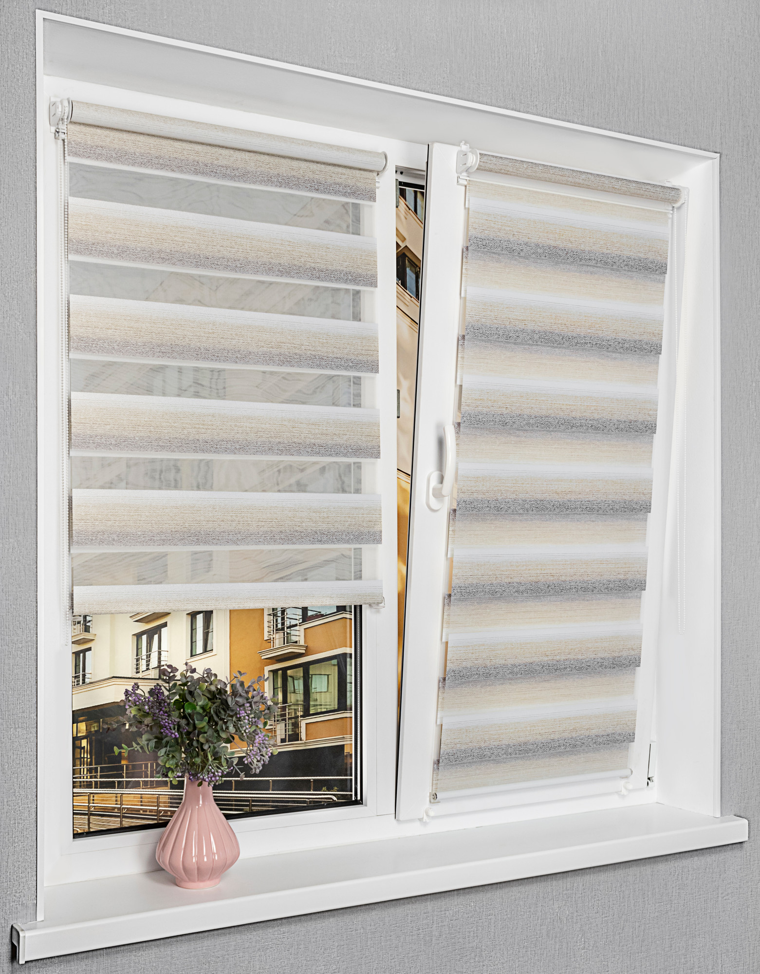 Рулонная штора Lm Decor Дабл ДН LB 55-02 150x170 (бежевый/серый)