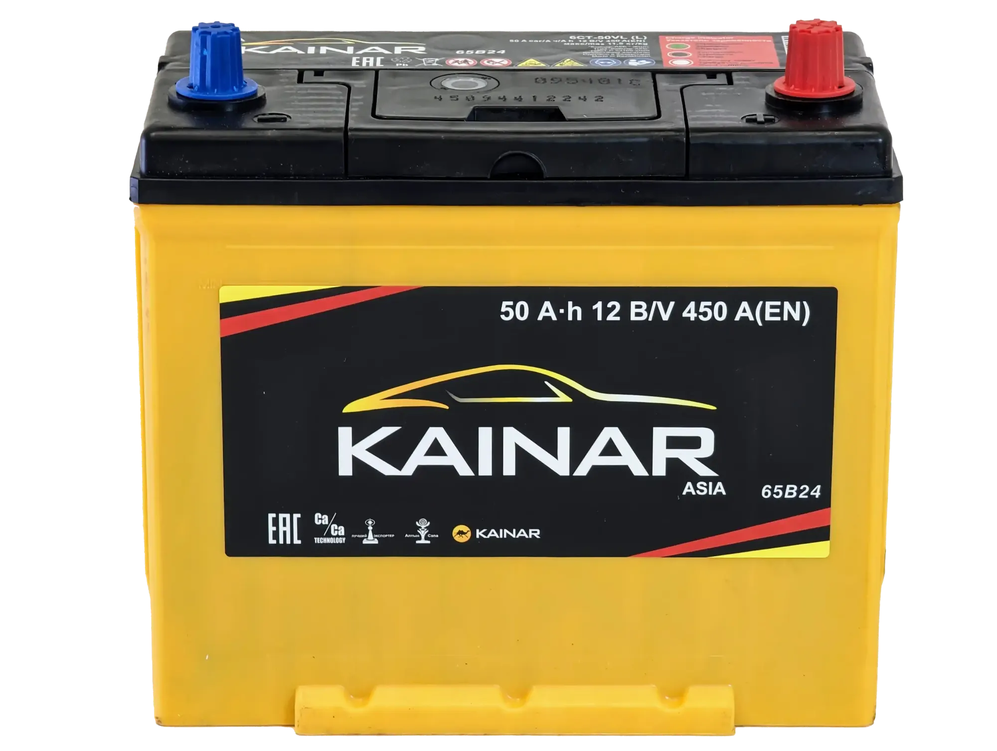 Автомобильный аккумулятор Kainar Asia 50 JR+ тонкие клеммы с бортом 450A / 045 143 01 0 R (50 А/ч) — фото 3