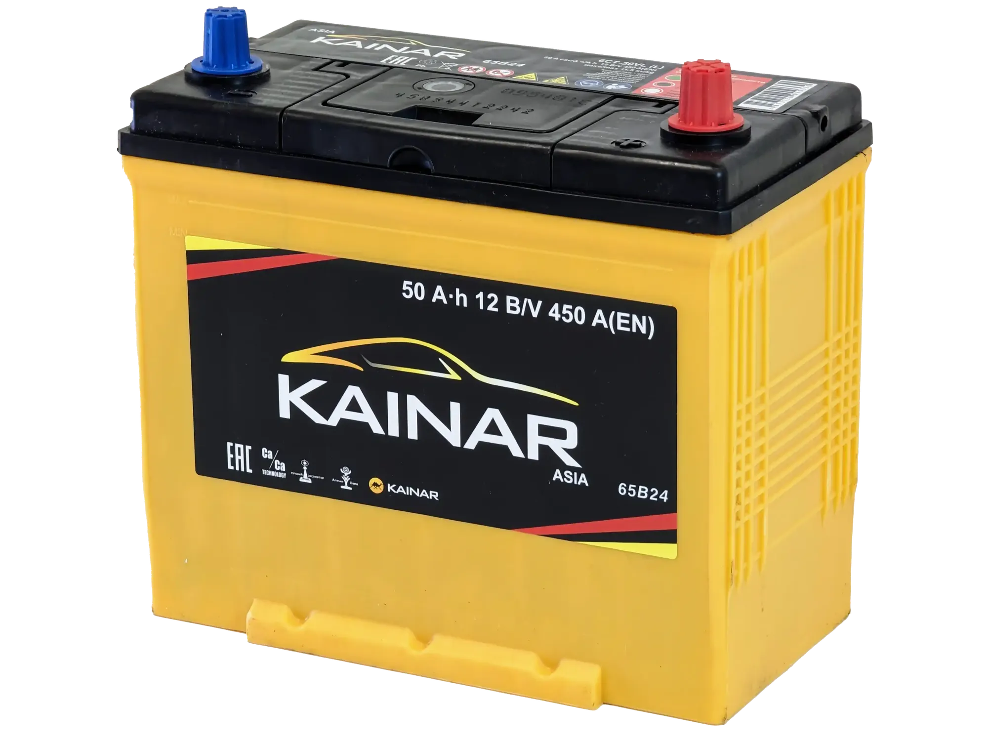 Автомобильный аккумулятор Kainar Asia 50 JR+ тонкие клеммы с бортом 450A / 045 143 01 0 R (50 А/ч) — фото 2