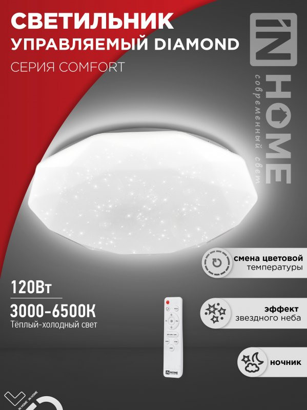 Потолочный светильник INhome Comfort Diamond / 4690612035055 (с пультом) — фото 3