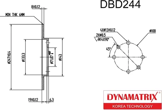 Тормозной диск Dynamatrix DBD244 — фото 3