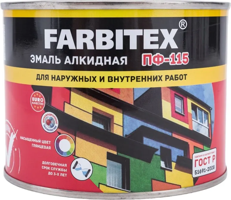 Эмаль Farbitex ПФ-115 (400г, красный)