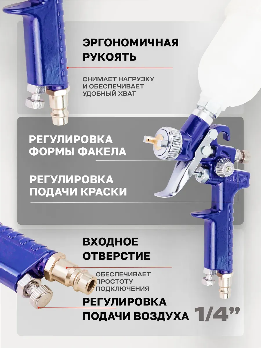 Пневматический краскопульт ForceKraft FK-H-827-2V (50325) — фото 4