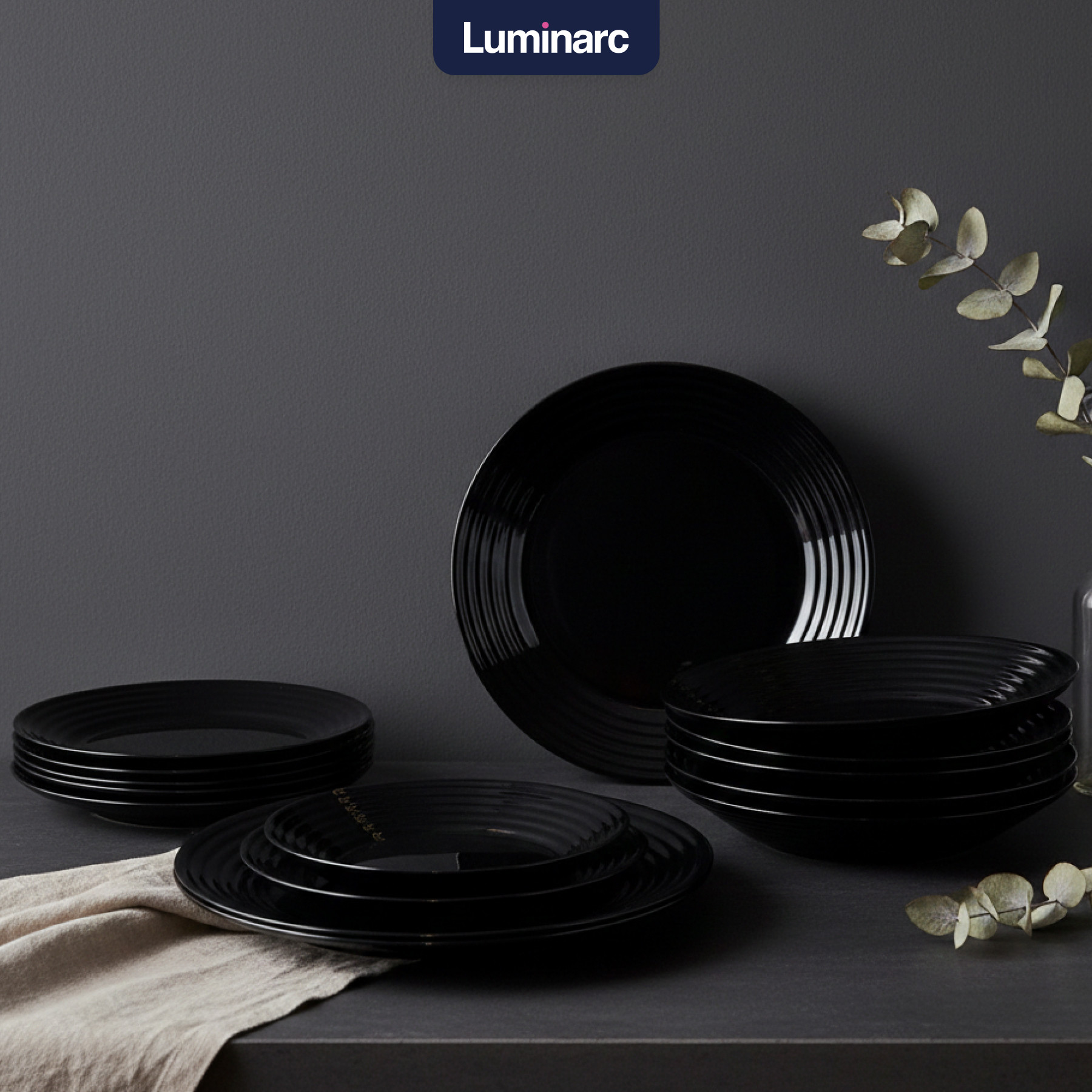 Набор тарелок Luminarc Harena Black N5162 (18шт)