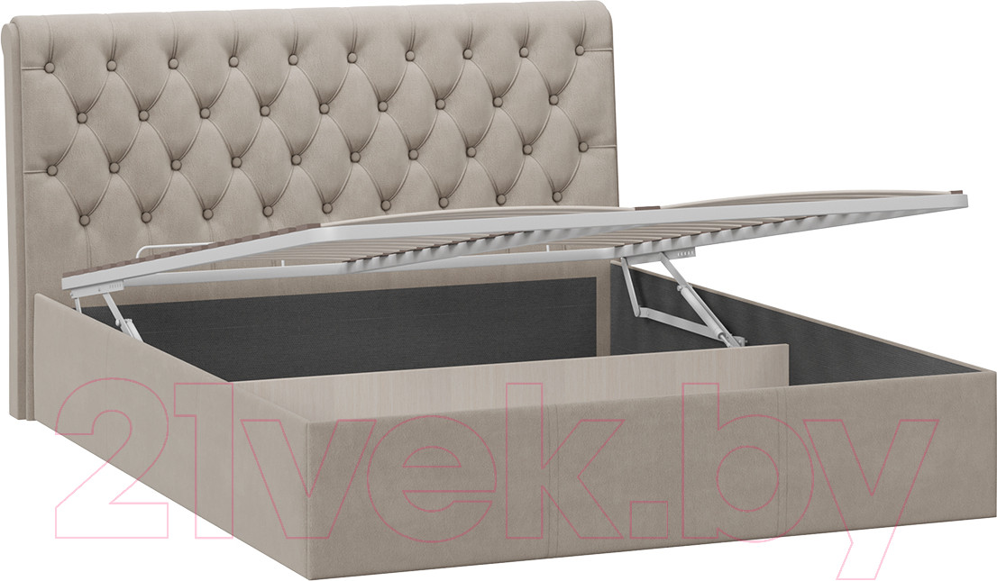 Двуспальная кровать ТриЯ Скарлет универсальная тип 1 с ПМ 160x200 (велюр мокко темный) — фото 3