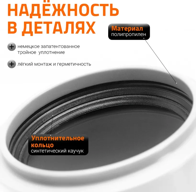 Переходник внутренней канализации Ostendorf HTR 50/40мм / 559920 (белый) — фото 4
