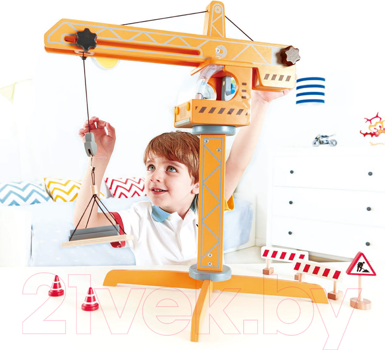 Кран игрушечный Hape Большой подъемный / E3011_HP