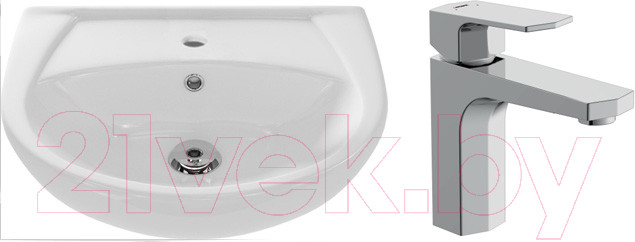 Умывальник со смесителем Cersanit Erica 55 / S-UM-ERI-55-1-W + 63055