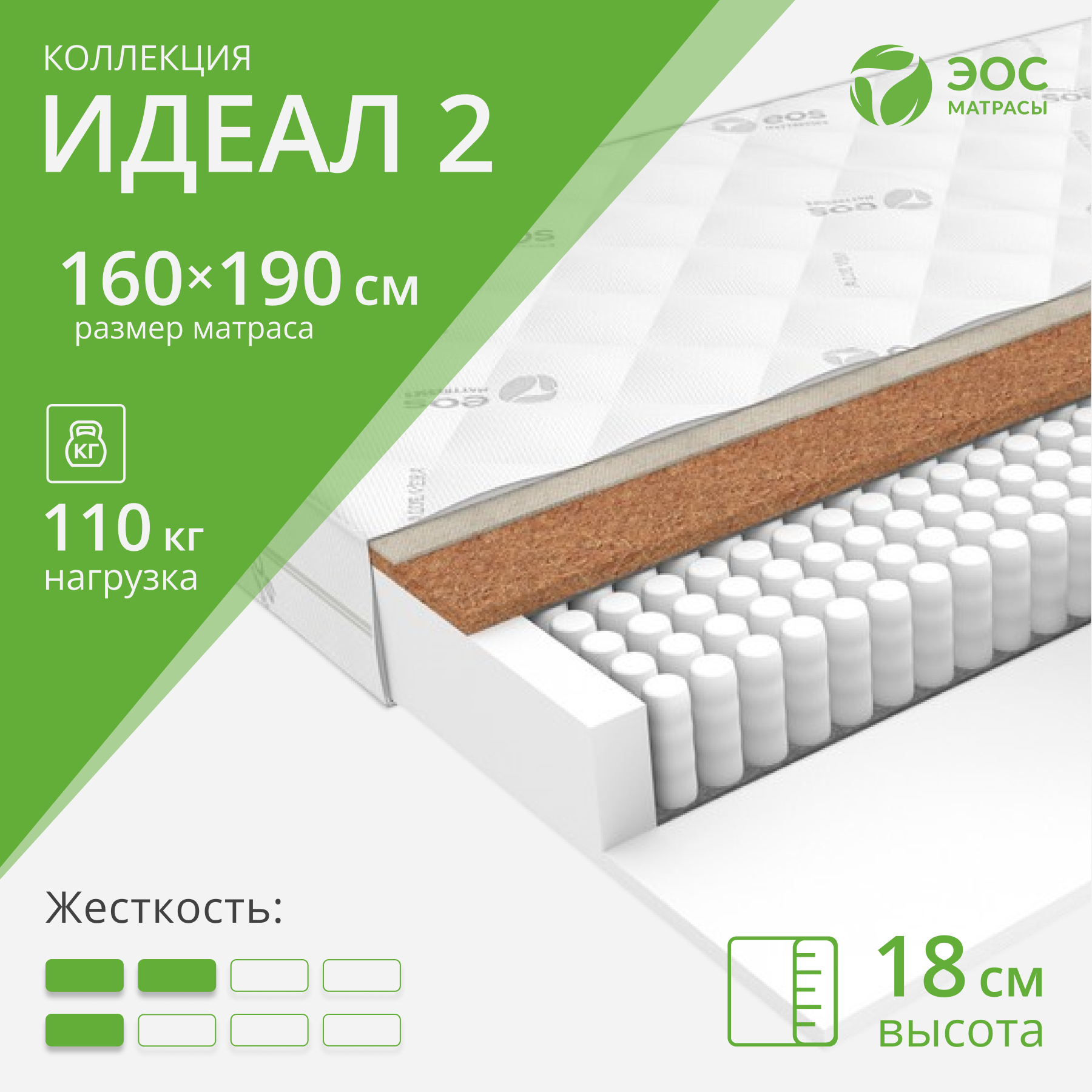 Матрас EOS Идеал 2 160x190 (джерси трикот)