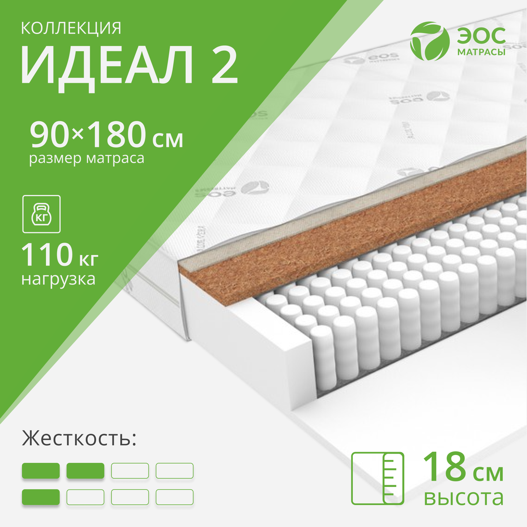 Матрас EOS Идеал 2 90x180 (джерси трикот)