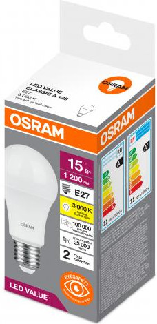 Лампа Osram LED Value А125 15Вт Е27 3000К / 4058075579095 — фото 2