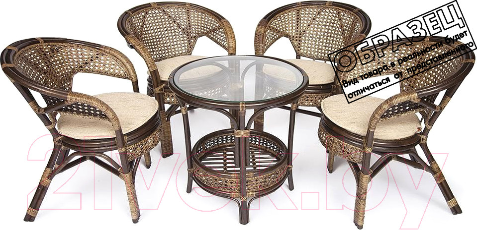 Комплект садовой мебели Tetchair Pelangi 02/15 4 кресла (грецкий орех)