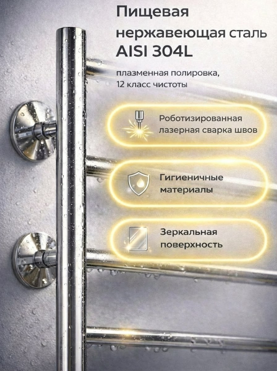 Полотенцесушитель водяной Terminus Стандарт П8 500x800 (с боковым подключением 50) — фото 5