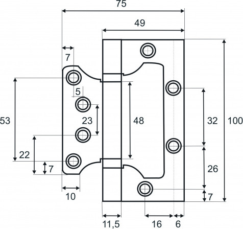 Петля дверная Vettore Flush 2.5x75x100 GR (графит) — фото 4