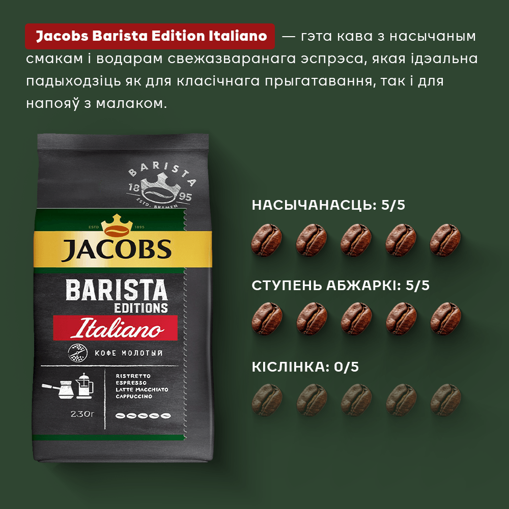 Кофе молотый Jacobs Barista Editions Italiano (230г) — фото 2