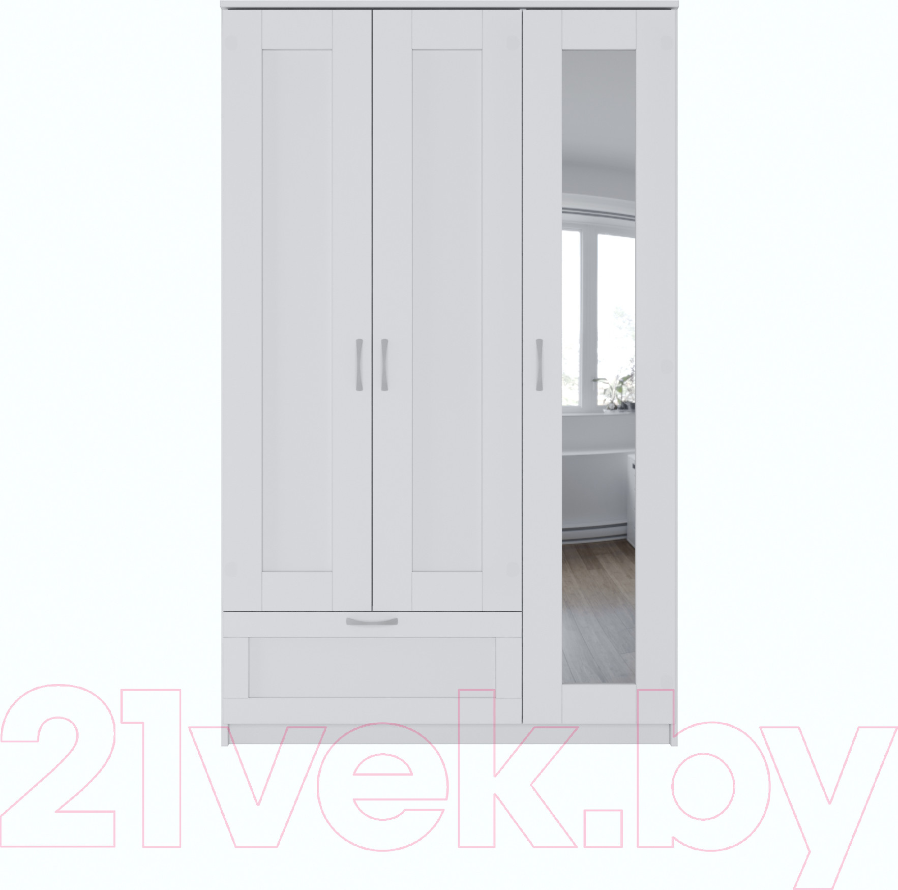 Шкаф Mio Tesoro Сириус 3-х створчатый 1 ящик 2.02.01.030.1 (белый) — фото 2