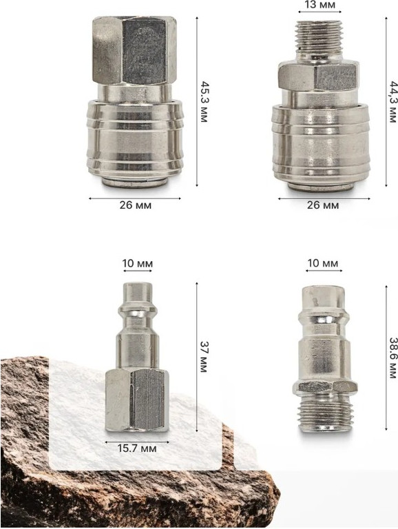 Набор штуцеров пневматических ForceKraft 1/4" FK-SE14-4 (51562) — фото 4