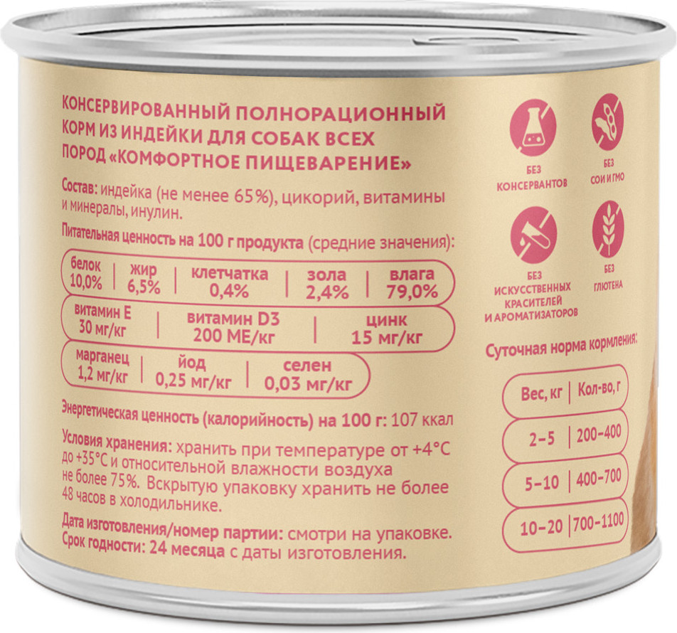 Влажный корм для собак Мнямс Комфортное пищеварение. Паштет из индейки / 705083 (200г) — фото 3