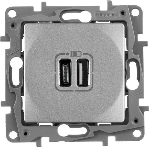 Розетка Legrand Etika 672436 (алюминий)