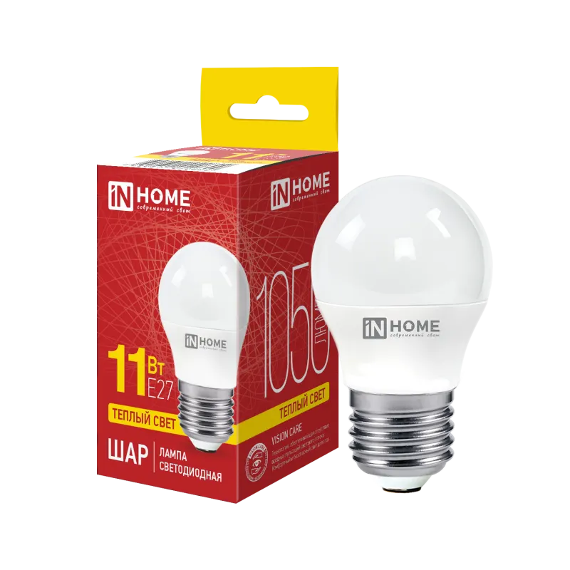 Лампа INhome LED-Шар-VC 11Вт 230В Е27 3000К 1050Лм / 4690612020600