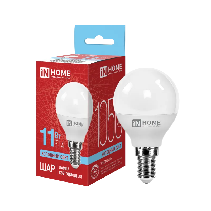 Лампа INhome LED-Шар-VC 11Вт 230В Е14 6500К 1050Лм / 4690612024929