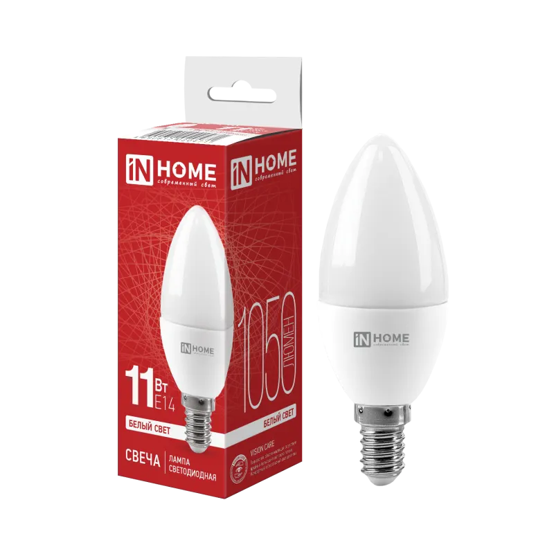 Лампа INhome LED-Свеча-VC 11Вт 230В Е14 4000К 1050Лм / 4690612020471