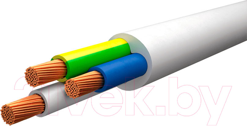 Провод силовой Автопровод ПВС-Т 2x1.5+1x1.5 3x1.5 (50м, белый)