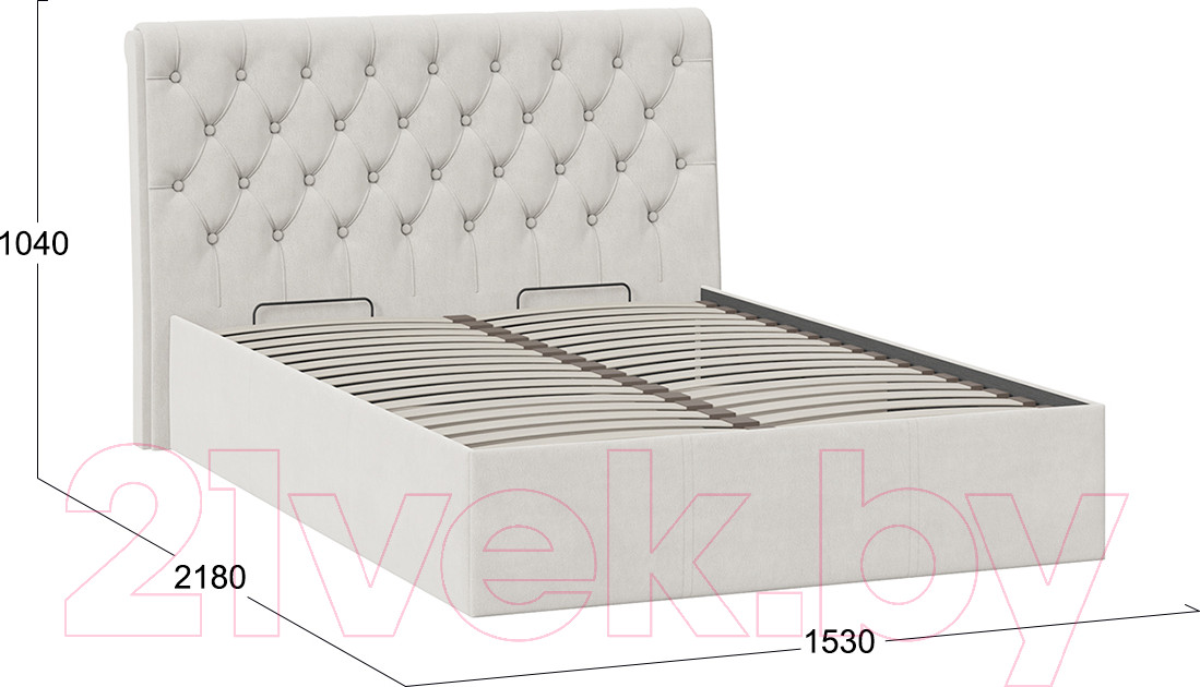 Полуторная кровать ТриЯ Скарлет универсальная тип 1 с ПМ 140x200 (велюр бежевый) — фото 4