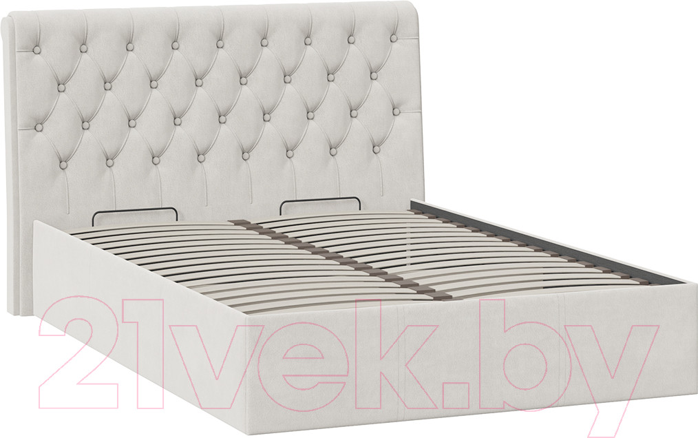 Полуторная кровать ТриЯ Скарлет универсальная тип 1 с ПМ 140x200 (велюр бежевый) — фото 2