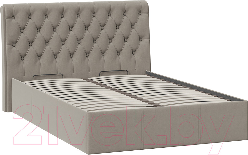 Полуторная кровать ТриЯ Скарлет универсальная тип 1 с ПМ 140x200 (велюр мокко темный) — фото 2