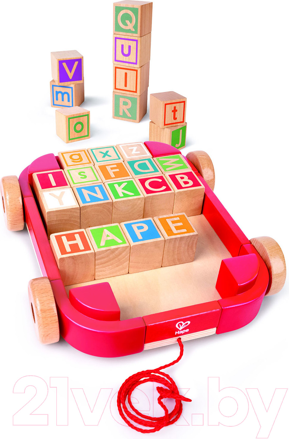 Развивающий игровой набор Hape Тележка с кубиками и английским алфавитом / E0487_HP — фото 5