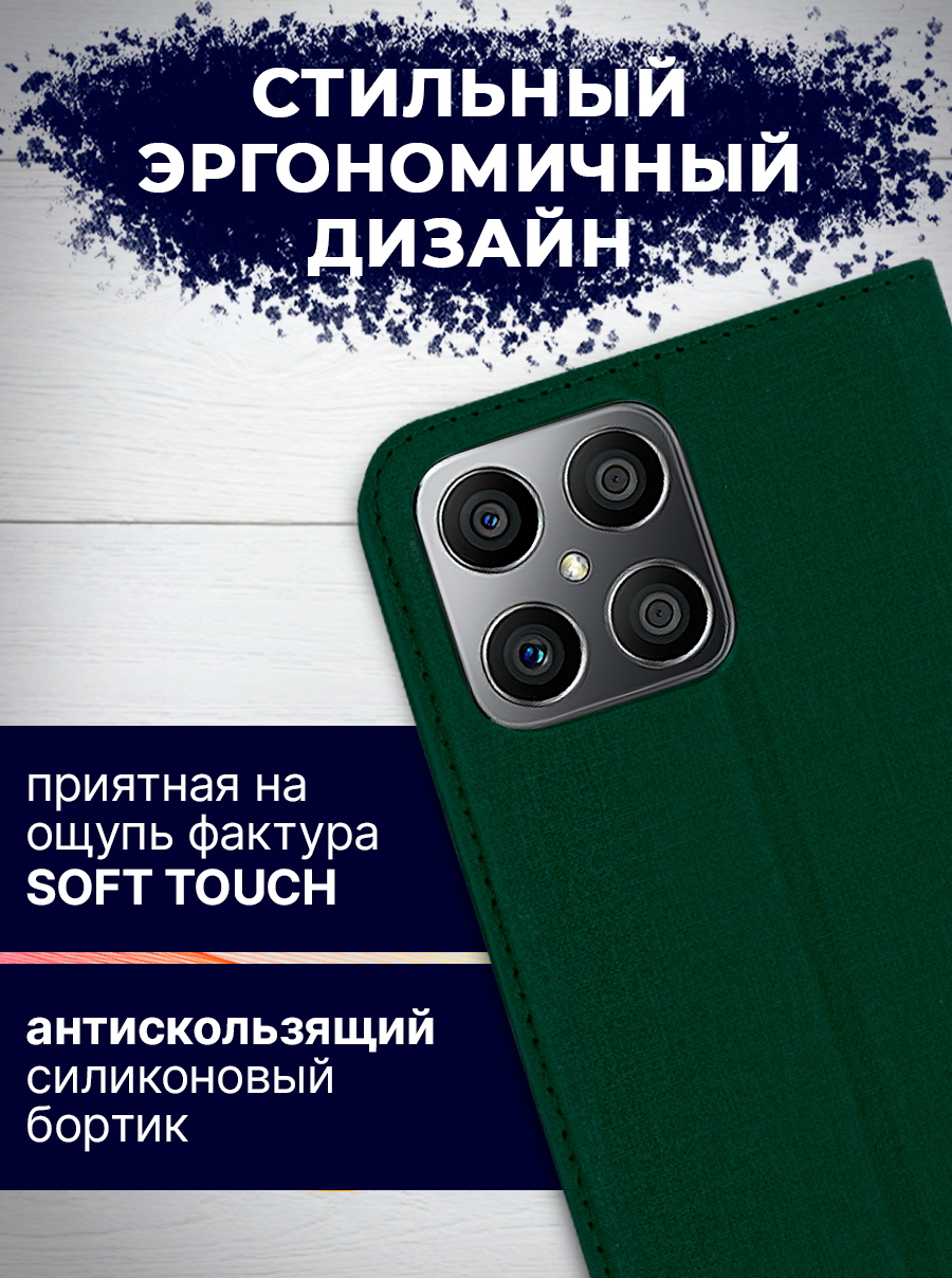 Чехол-книжка Bingo Book для Honor X8 (зеленый) — фото 5