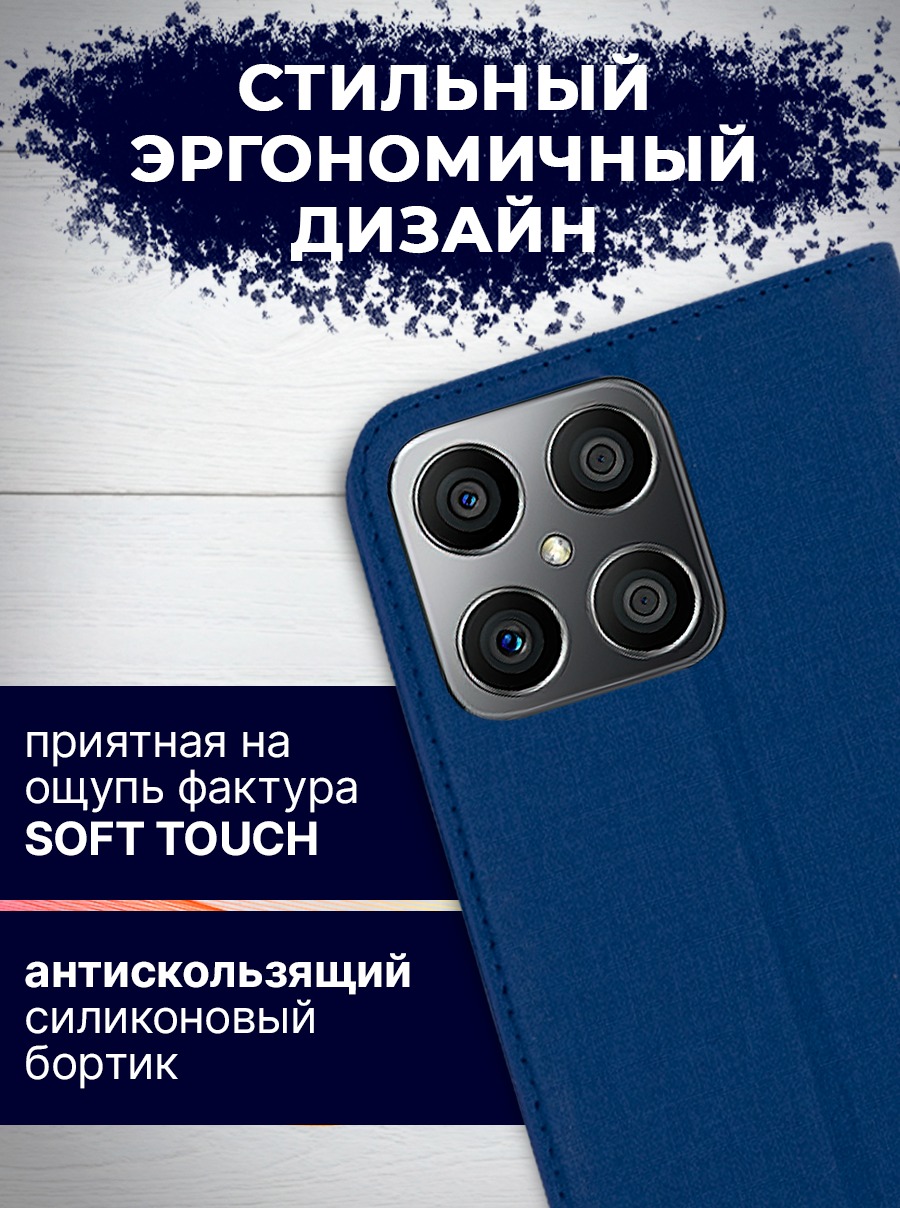Чехол-книжка Bingo Book для Honor X8 (синий) — фото 5