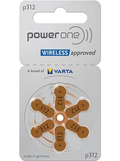 Комплект батареек PowerOne 312 PR41 для слуховых аппаратов (6шт) — фото 2