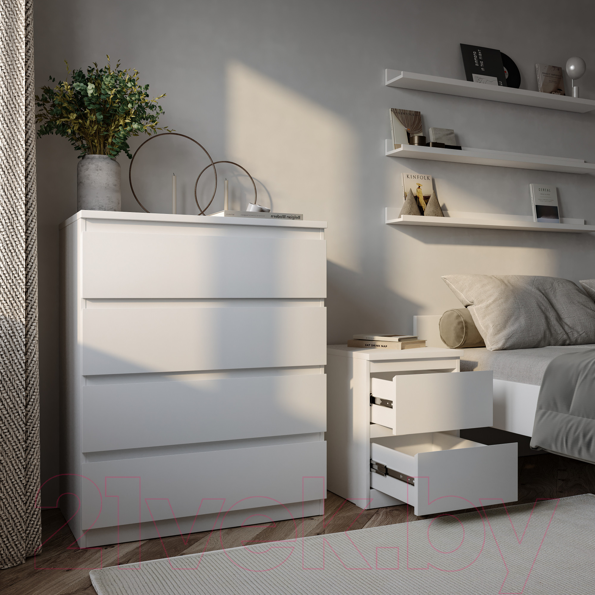Комод Mio Tesoro Мальта 4 ящика 80x99 2.05.02.070.1 (белый) — фото 4