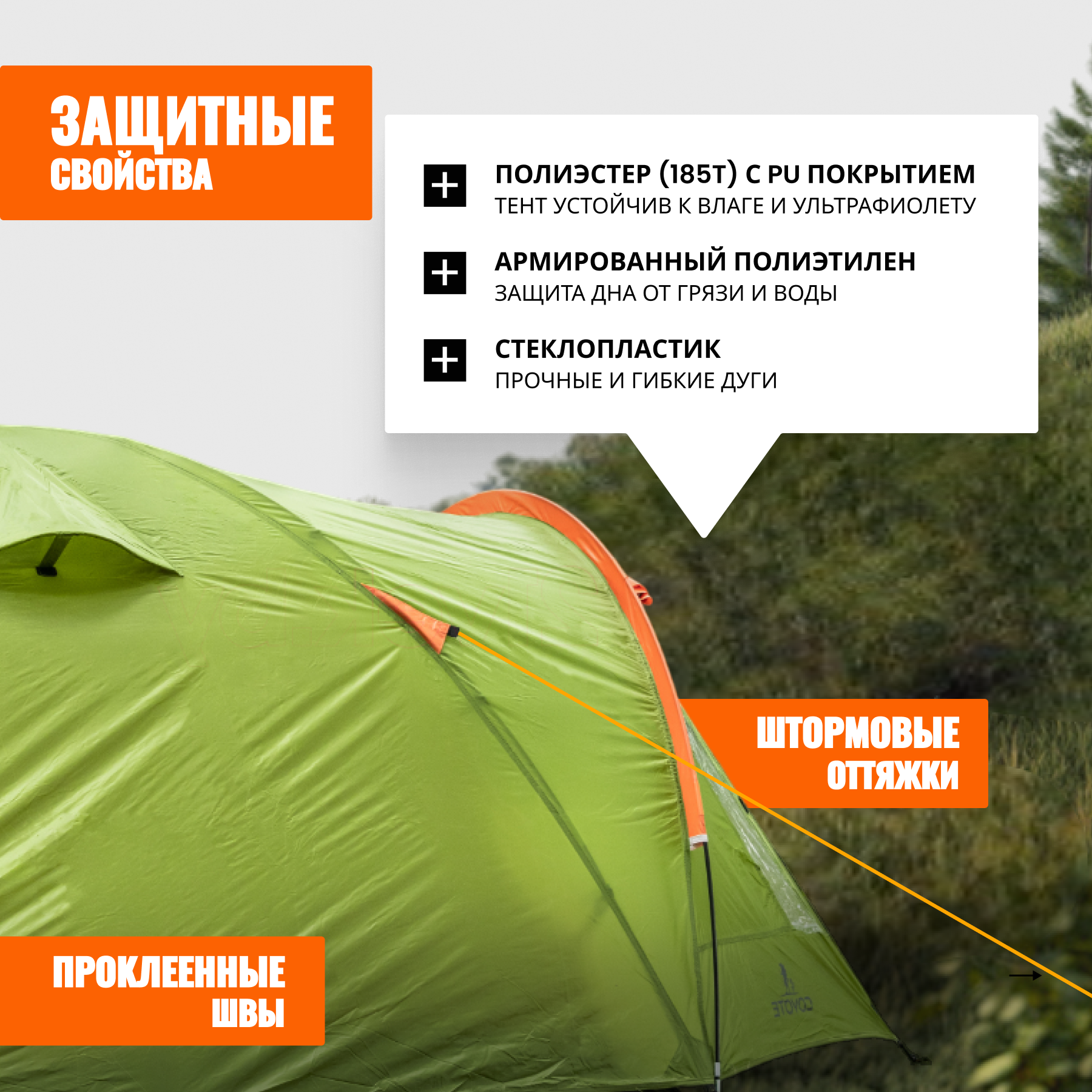 Палатка Coyote Oboluse-3 v2 / CL-A23-3P-Light Green — фото 3