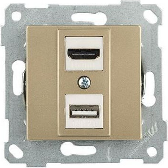 Розетка Mutlusan Rita HDMI + USB Type-A 2200-459-0185 (золото доре)