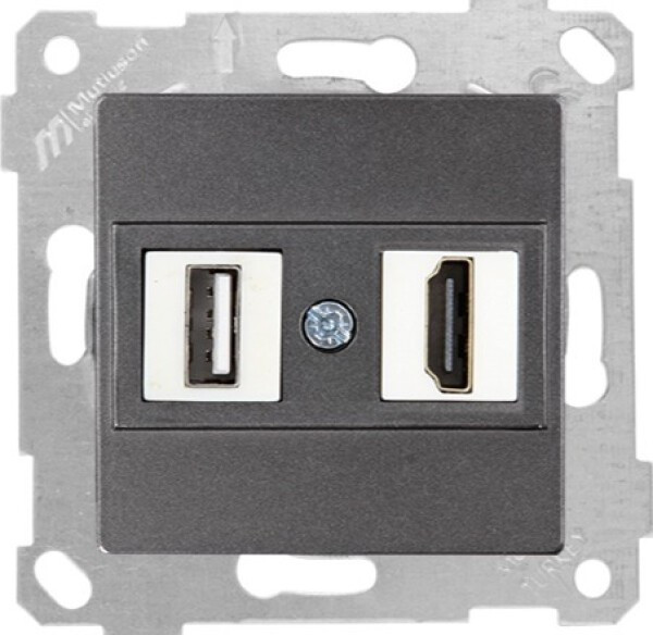 Розетка Mutlusan Rita HDMI + USB Type-A 2200-459-0195 (дымчатый)