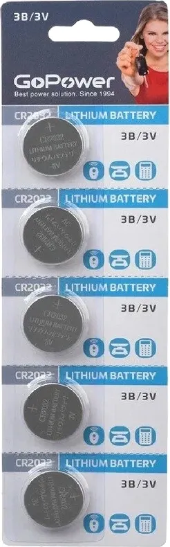 Комплект батареек GoPower CR2032 / 00-00015603 (5шт)