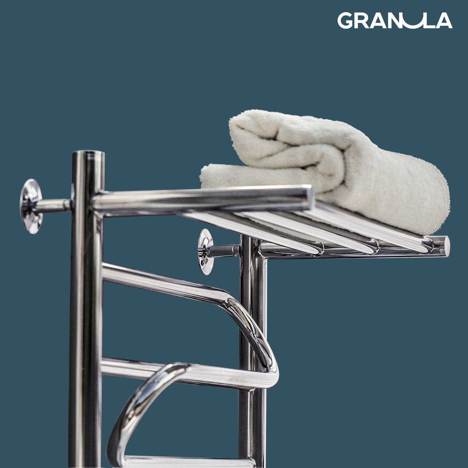 Полотенцесушитель водяной GRANULA Браво 50x100 с полкой (боковое подключение, левое) — фото 3