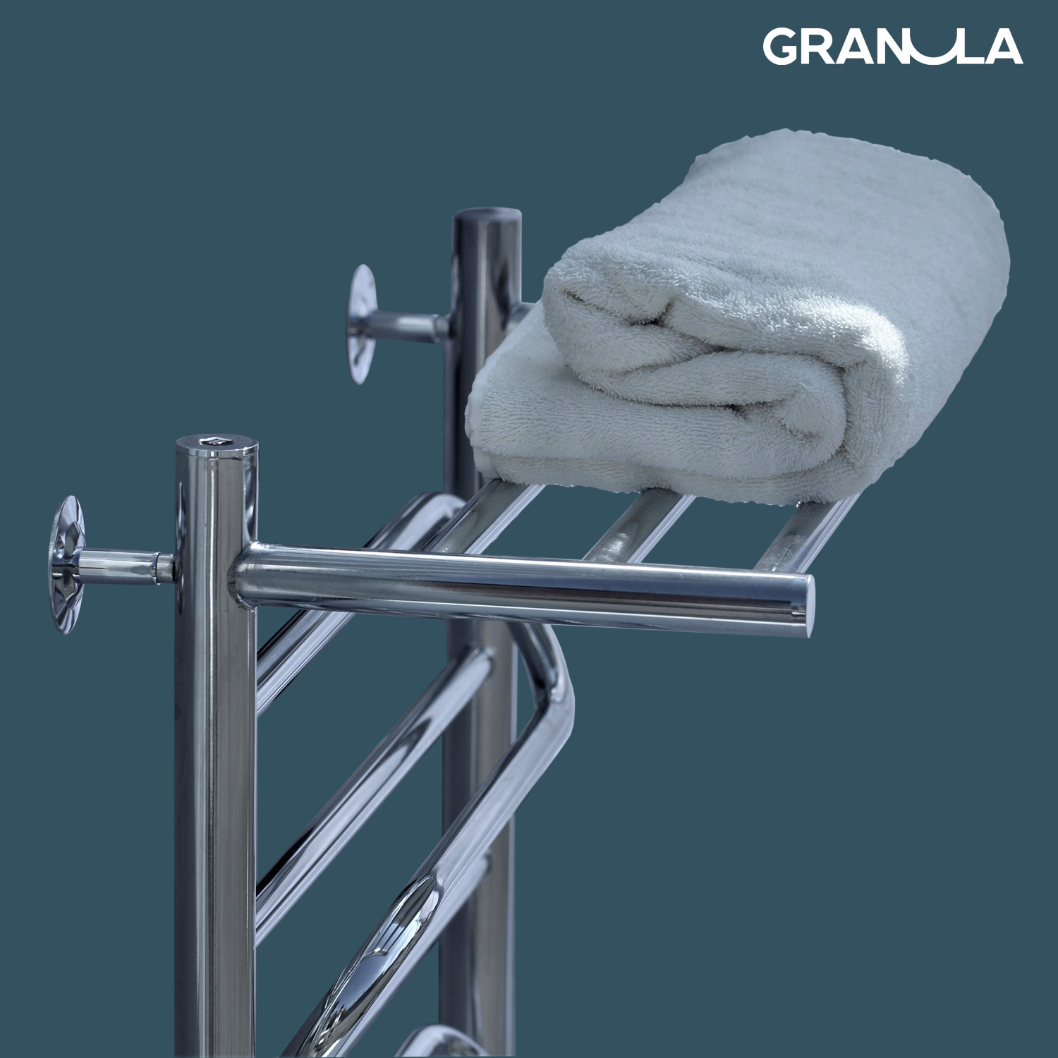 Полотенцесушитель водяной GRANULA Браво 50x100 с полкой (боковое подключение, левое) — фото 2